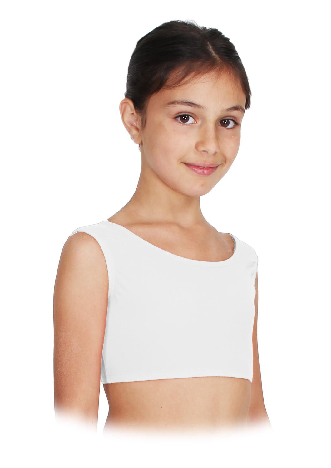 TOP DANZA LYCRA CORTO CON SPALLINE SPESSE BIANCO BAMBINA